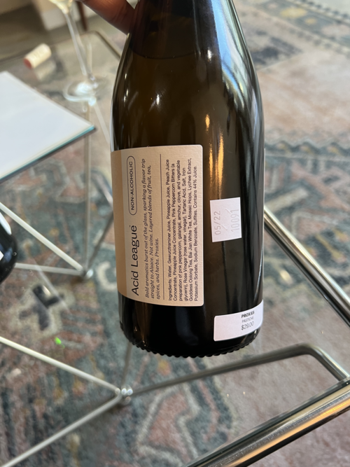 Proxies Non-alcoholic wine back label