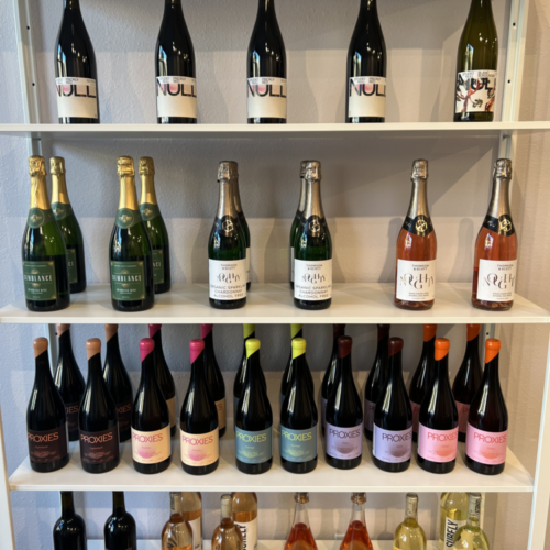 Shelf at Soft Spirits non-alcoholic bottle shop in Los Angeles
