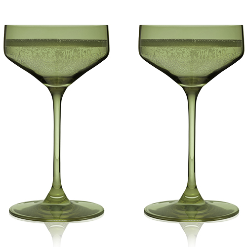 sage green champagne coupes the wino shop