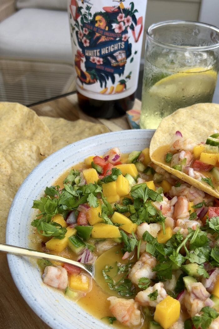 Shrimp Ceviche and White Port and Tonic