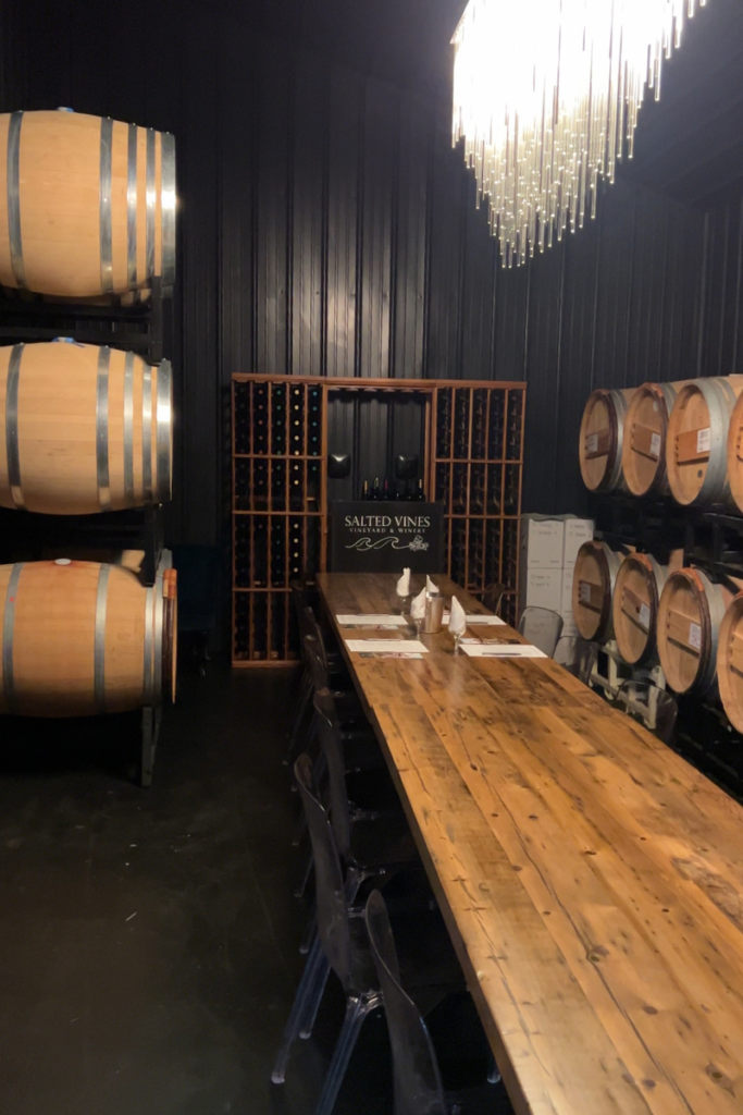 The barrel room at Salted Vines